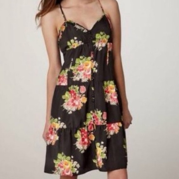 American Eagle Outfitters Dresses & Skirts - American Eagle Outfitters Black Floral Button Front Racerback Midi Dress